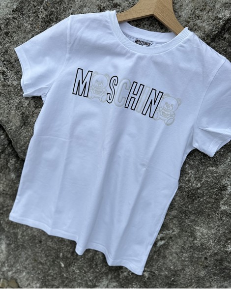 Triko dětské Moschino bílé s nápisem